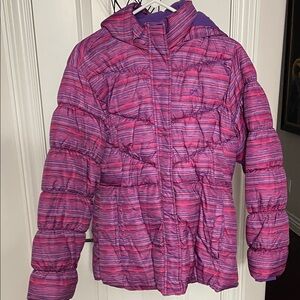 Pink and Purple Striped Puffer Jacket